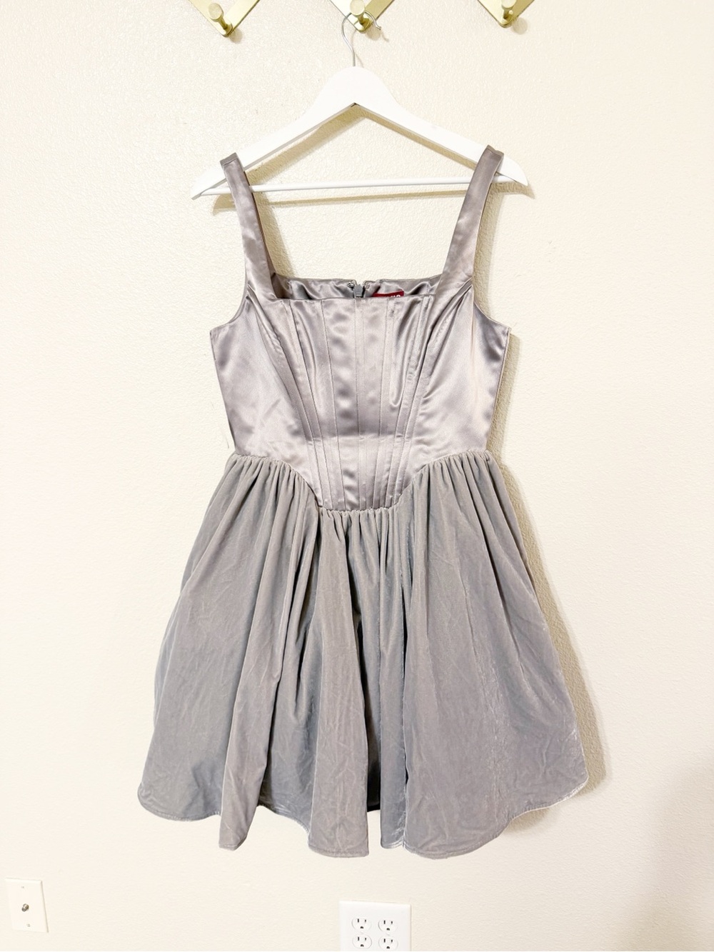 Staud Landscape Velvet Satin Corset Boned Poof Skirt Mini Dress size 12 NEW - Picture 8 of 15